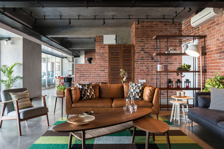 bricks design in living room