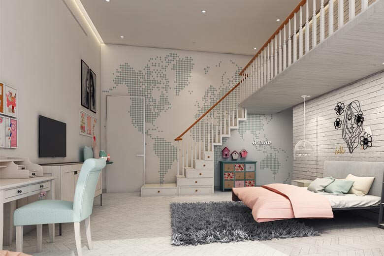 Child play room, bedroom, childish wallpaper art, kids room