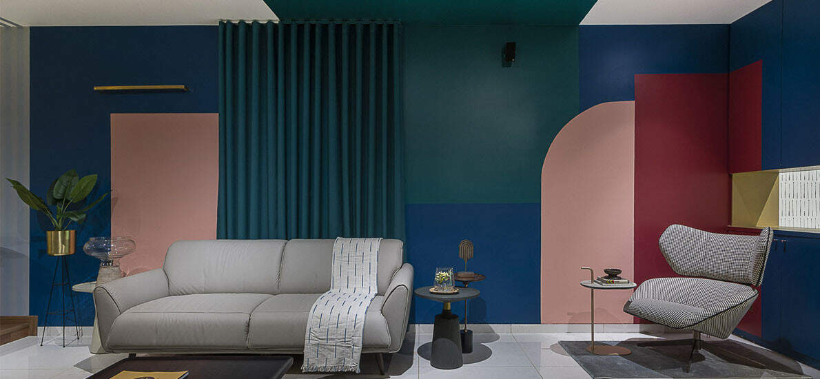 Colour blocking makes a big impact in this store | Goodhomes.co.in