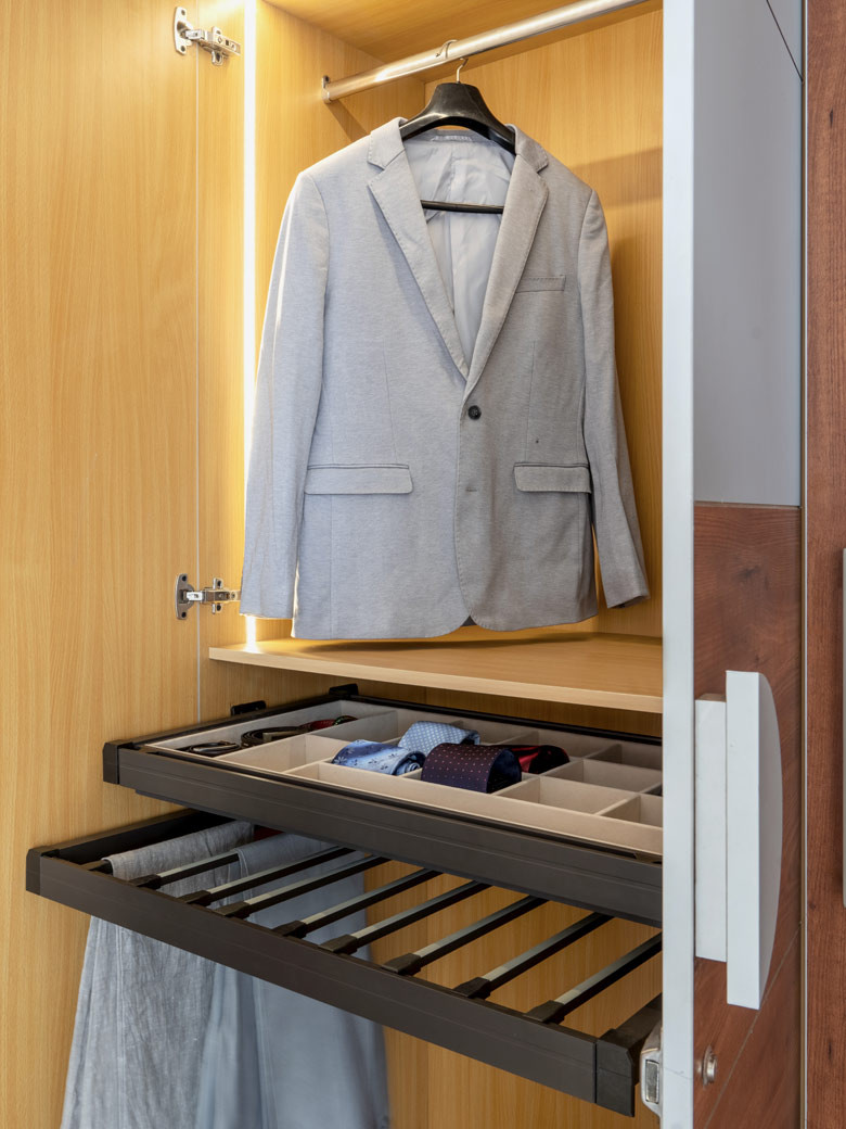 Ebco Hardware Solutions - We are proud to bring to you Italian manufactured  Wardrobe Accessories. Top: A great hanger rack that is stylish and sturdy.  Bottom: A rack for trousers and saris.