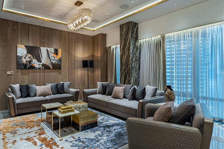 Gold Accents Drawing Room Design 